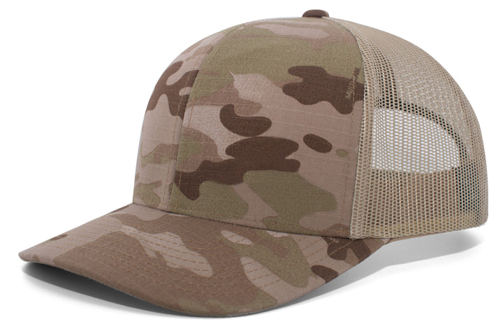 Custom Leather Patch Pacific Headwear Multicam Hat