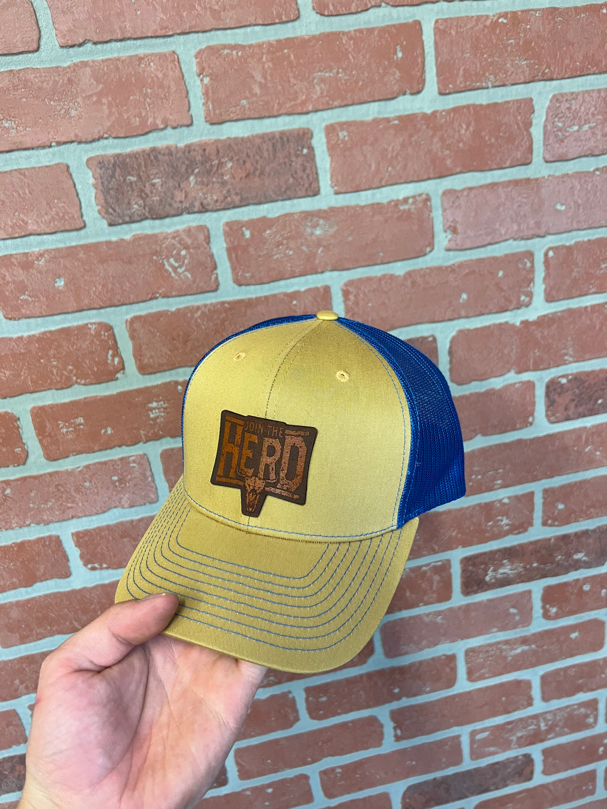 Richardson 112 Biscuit/True Blue with Join The Herd Leather Patch