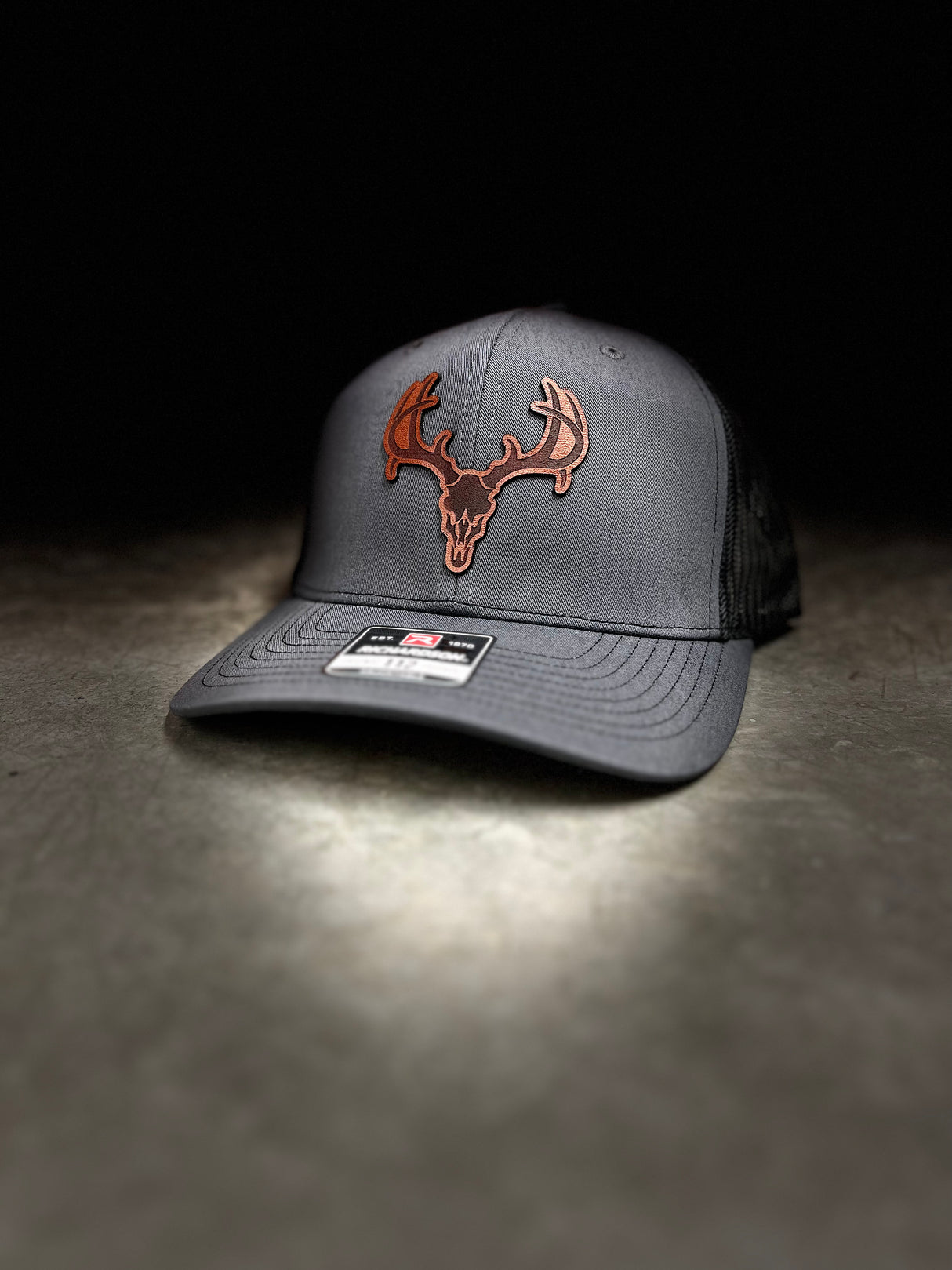 Richardson 112 Dark Charcoal/Black with Deer Skull Patch