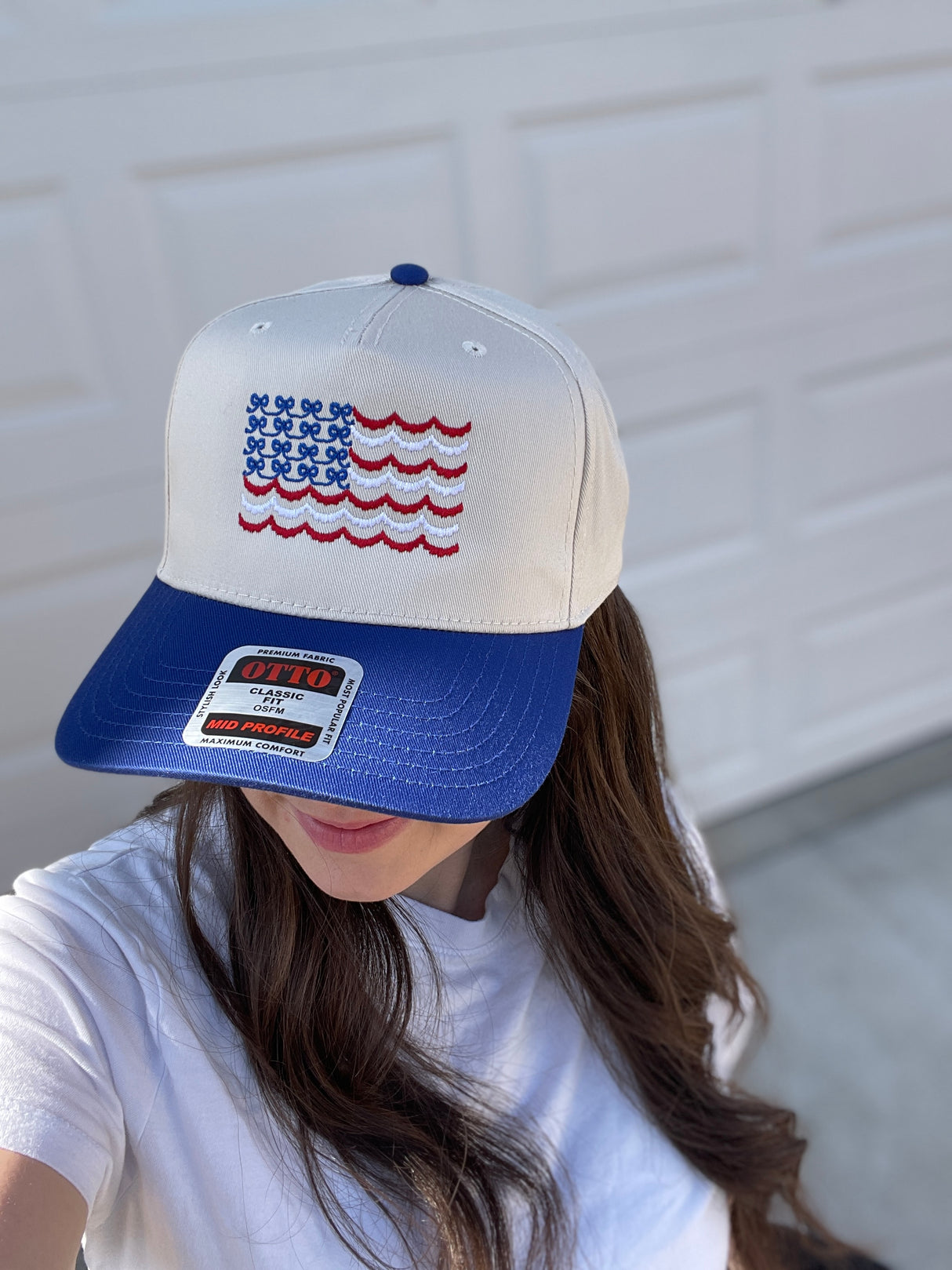 Scallops & Bows American Flag Trucker Hat – Red, White & Blue Snapback