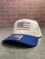 Red, white, and blue patriotic hat with a feminine design
