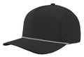 Zapped Headwear 5-panel snapback in black with white chainlink side panel – Blackhawk R style, water repellent and customizable with leather patch
