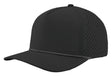 Zapped Headwear 5-panel snapback in black with white grid mesh side panel – Blackhawk R style, water repellent and customizable with leather patch