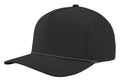 Zapped Headwear 5-panel snapback in black with white grid mesh side panel – Blackhawk R style, water repellent and customizable with leather patch