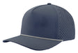 Zapped Headwear 5-panel snapback in navy with white rope – Blackhawk R style, water repellent with custom leather patch option