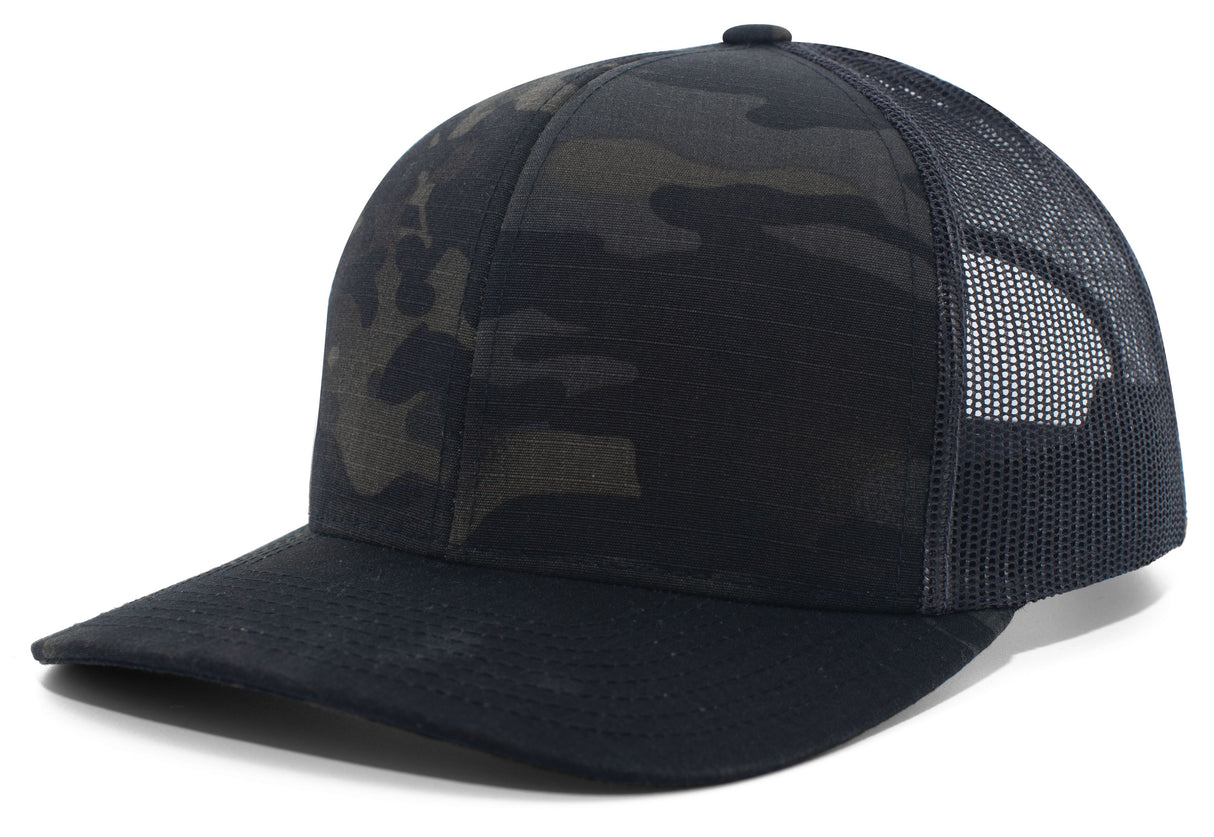 Custom Leather Patch Pacific Headwear Multicam Hat